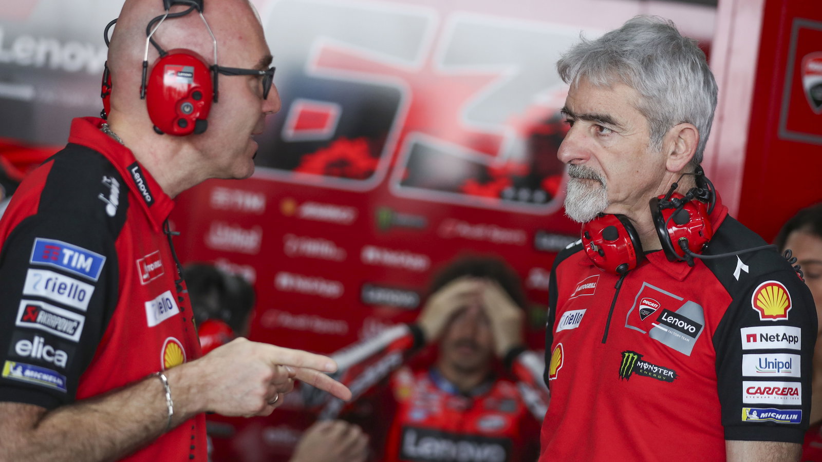 Gigi Dall'Igna, 2025 MotoGP Thai Grand Prix, pit box. Credit: Gold and Goose.